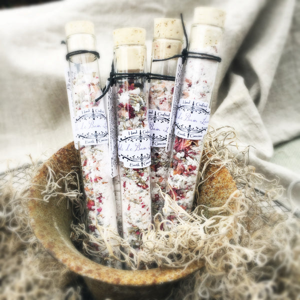 Lavender Bath Salts/ Sels de Bain - 2.5 oz. Glass Vial - Treasures of Alchemy