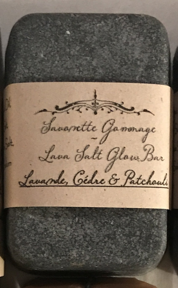 Soap ~ Salt Glow Bar ~ Black Lava ~ Lavender, Cedarwood & Patchouli  ~ Hand Size - Treasures of Alchemy