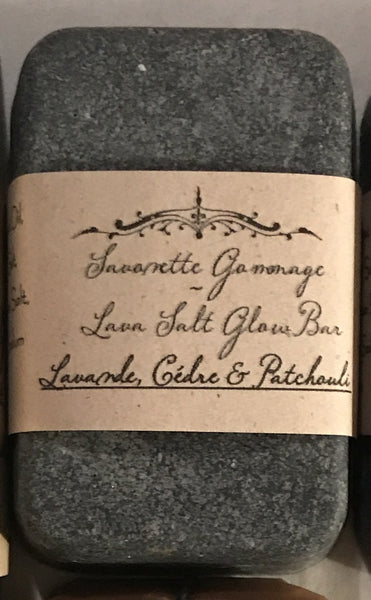 Soap ~ Salt Glow Bar ~ Black Lava ~ Lavender, Cedarwood & Patchouli  ~ Hand Size - Treasures of Alchemy
